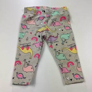 OshKosh B'Gosh Baby Girl's Pastel Dinosaur Cloth Pants Leggings Size 9M